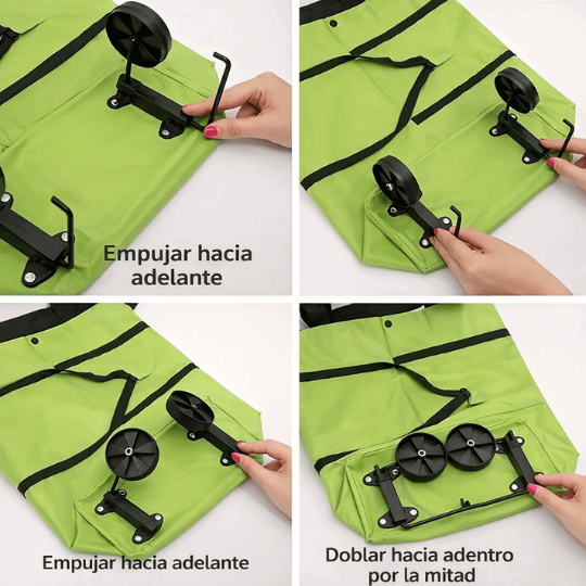 Carrito Changuito De Compras Plegable Con Ruedas-Haz una sola vuelta, no tres.