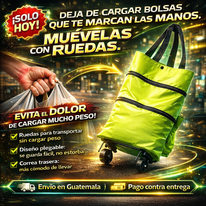 Carrito Changuito De Compras Plegable Con Ruedas-Haz una sola vuelta, no tres.