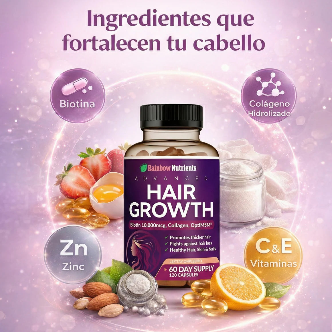 Hair  Growth- Bloquea la pérdida de cabello con tu dosis diaria. Cero masajes, cero aceites.