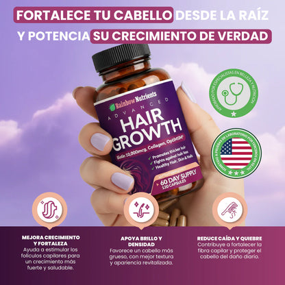 Hair  Growth- Bloquea la pérdida de cabello con tu dosis diaria. Cero masajes, cero aceites.