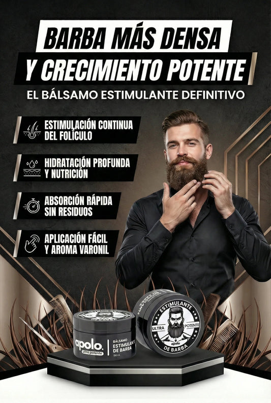 Bálsamo Apolo PRO: Llena los huecos y logra una barba abundante sin picazón ni resequedad.